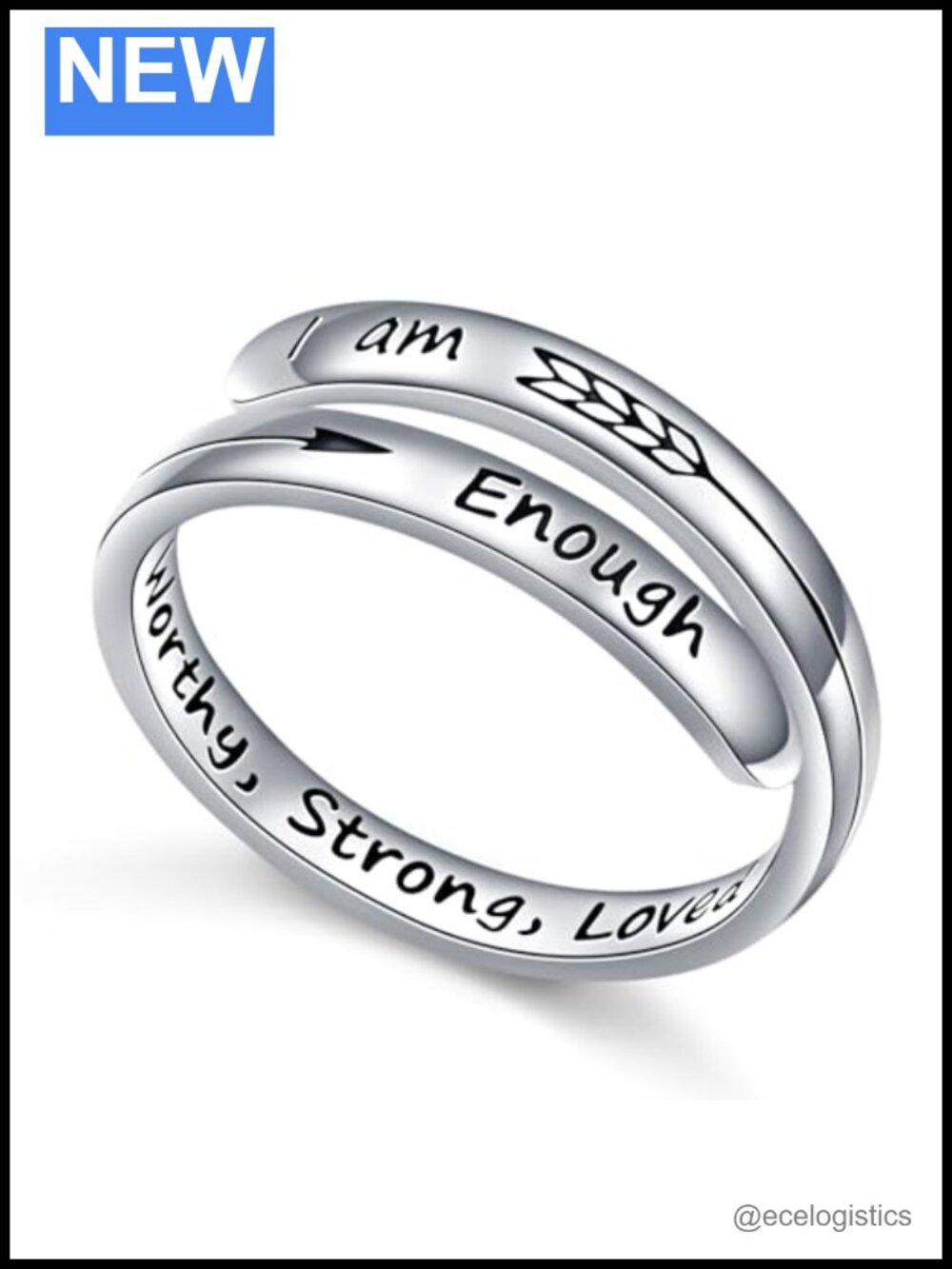 Sterling Silver Inspirational Adjustable Ring Stacking Wrap Spiral Twist
